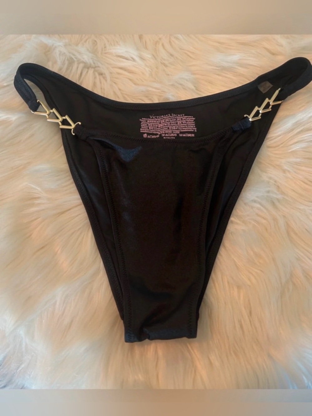 Victoria's Secret Black Bikini Bottom with Gold Hardware